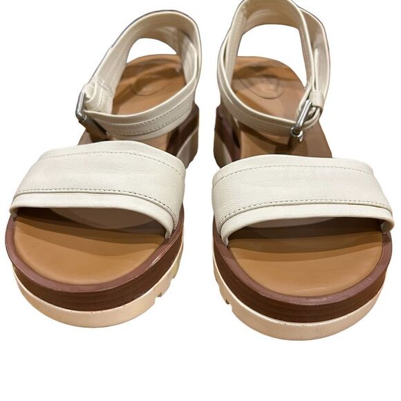 Revolve SEE BY CHLOE White 1" Platform Robin Round Toe Wedge Leather Sandals 39 - Picture 6 of 12